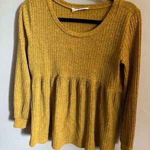 Yellow Ribbed Women's Top